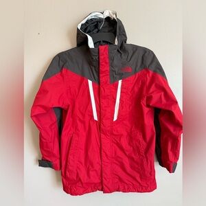 The North Face Kids Red and Gray Raincoat